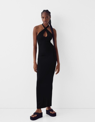 Vestido maxi escote cruzado