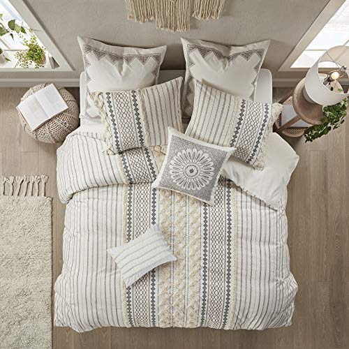 INK+IVY Comforter for King Size Bed, Chenille Tufted, Breathable Cotton Comforter Set King, All Season Modern Boho Comforter with Farmhouse Bedding Flare, 2 Matching Shams, King Ivory 3 Piece - Comforter - Ivory - King/Cal King