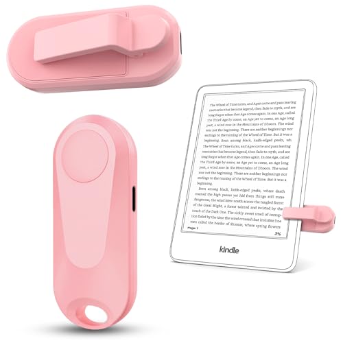DATAFY Remote Control Page Turner for Kindle Paperwhite Oasis Kobo eReaders, Camera Video Recording Remote Triggers, Page Turner Clicker for ipad Tablets Reading Novels with Wrist Strap Storage Bag - Pink