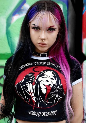 Fave Scary Movie | RINGER T-SHIRT - MEDIUM