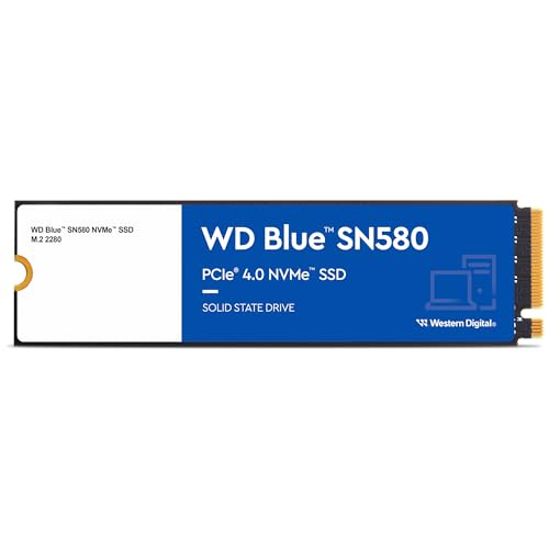 Western Digital 1TB WD Blue SN580 NVMe Internal Solid State Drive SSD - Gen4 x4 PCIe 16Gb/s, M.2 2280, Up to 4,150 MB/s - WDS100T3B0E - 1TB - Previous Generation