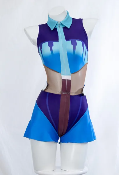 Vocal Cosplay Kostüm Bodysuit Badeanzug und Kopfbedeckung mit Armband und Gürtel