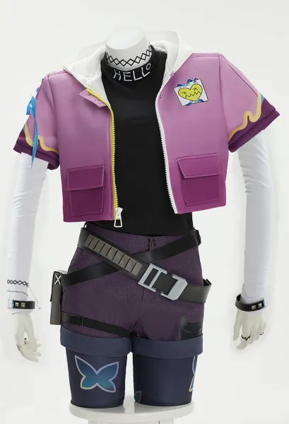 VALORANT Clove Cosplay Kostüm Top und Jacke mit Shorts Strumpfhosen
