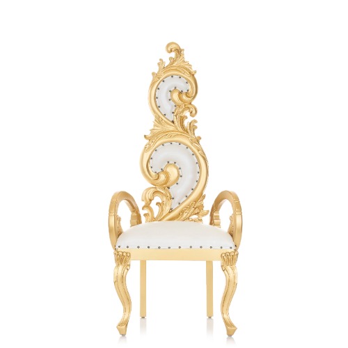 "Serpentine" Throne Chair - White / Gold