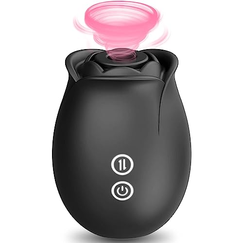 Rose Sex Toy for Women-Rose Sucking Sex Stimulator for Women with 9 Suction, G Spot Dildo Vibrator for Clitoral Nipple Stimulation, Personal Massager for Adult Sex Toys for Women Female - Suck-Deep Black