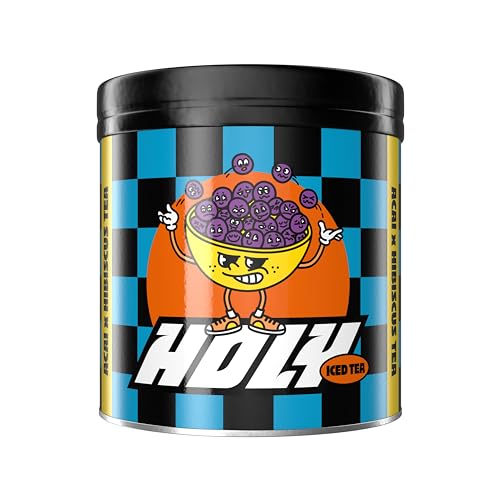 HOLY Iced Tea® Acai x Hibiscus Tea | 50 portions - avec antioxydants & superfoods | Iced Tea sans sucre | Vegan avec arômes de fruits 100% naturels - Goût açaï avec du thé à l’hibiscus - 350 g (Lot de 1)