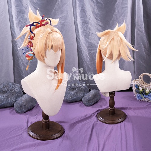 【In Stock】Game Genshin Impact Naganohara Yoimiya Blond and Golden Ponytail Medium Cosplay Wig