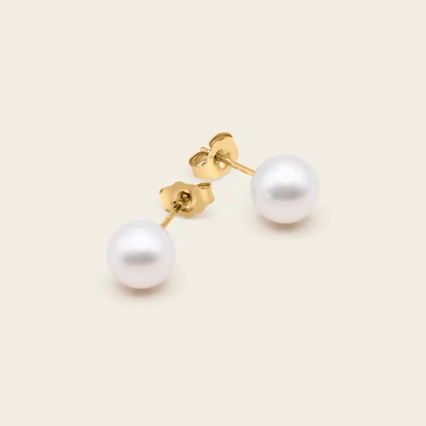 14k Gold Classic Pearl Studs 7mm