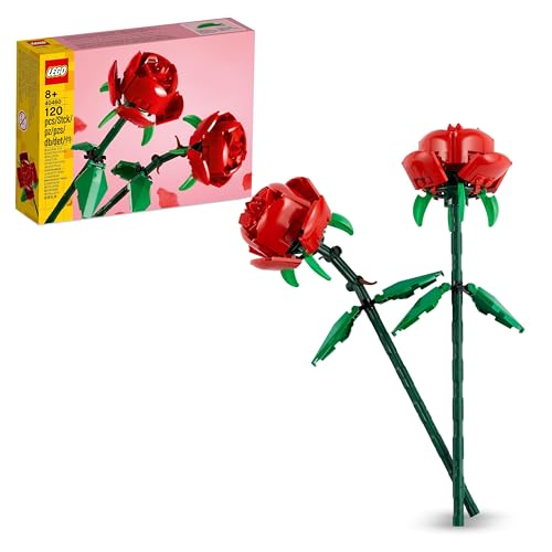 LEGO Creator Roses, Flowers Set, Compatible with Flower Bouquets, Bedroom Decor, Valentine's Day Gift, Room Accessories or Desk Decoration, for Girls, Boys and Flower Fans, 40460 - Roses