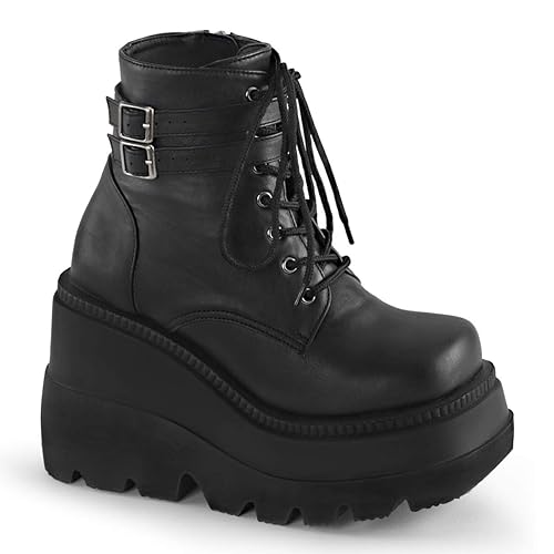 Demonia Women's SHA52/BVL Boot - 8 - Black Faux Leather