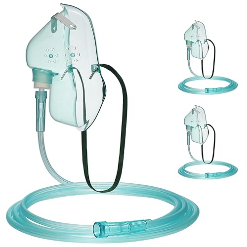 3 Pack Adult Elongated Oxygen Mask with 6.9Ft Tubing, Adult Oxygen Mask Replacement for Home Use Oxygen Machine, Large Size Oxygen Machine Accessory for Adults