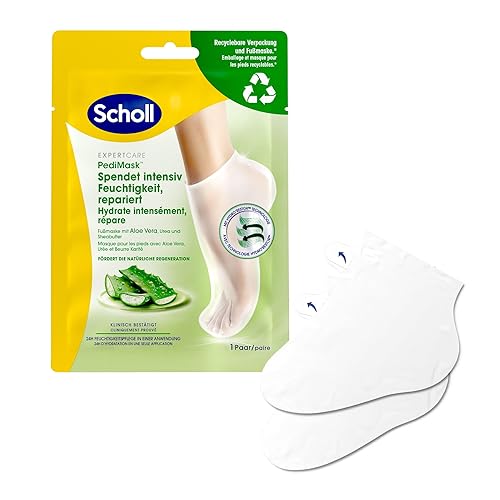 Scholl EXPERTCARE intensiv pflegende Fußmaske mit Aloe Vera – Feuchtigkeitsspendende Pflege – 1 Paar Einwegsocken - 2 Stück (1er Pack)