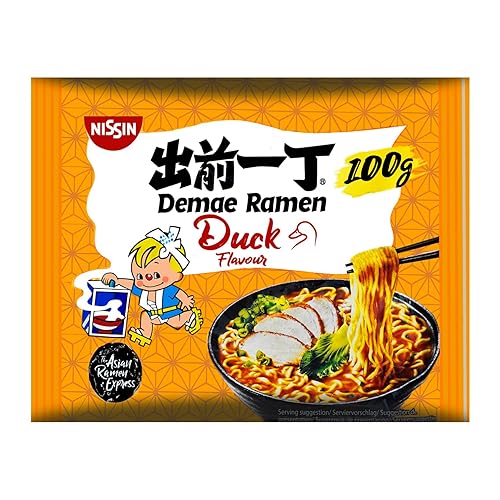 Nissin Demae Ramen – Ente, Einzelpack, Instant-Nudeln japanischer Art, mit Entenfleisch-Geschmack, Knoblauch & asiatischen Gewürzen, schnell & einfach zubereitet, asiatisches Essen (1 x 100 g) - 100 g (1er Pack)