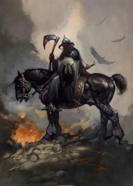 'Death Dealer I' Poster, picture, metal print, paint by Frank Frazetta | Displate