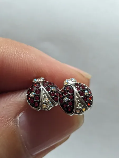 Sterling Silver Ladybug  Stud Earrings