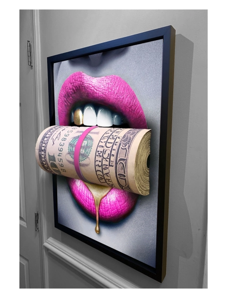 3D Sculpture of Put Your Money Where Your Mouth with PINK & GOLD DRIP Is by Peter Perlegas