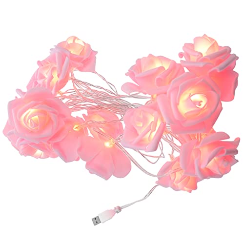 3 Meter 20 LED Rose String Lights USB Powered Rose Fairy Lights Flowers Lights Lamp for Indoor Outdoor Birthday Wedding Party Decoration Pink - Pink
