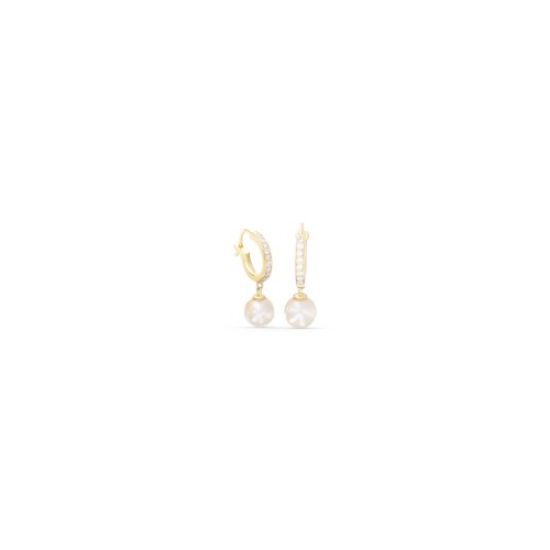 Pearl Huggie Earrings - 14K Yellow Gold