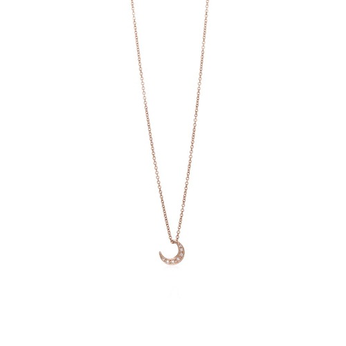 Crescent Moon Necklace Gold With Diamonds - 14K Yellow Gold