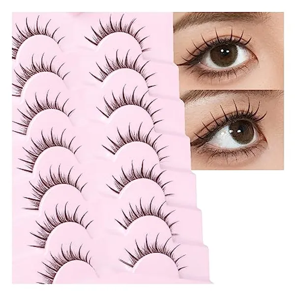 Manga Lashes Anime False Eyelashes Wispy Natural Lashes Manhua Individual Clusters Extensions with Clear Band Japanese Korean Makeup 7 Pairs Fake Eyelashes Pack by EYDEVRO