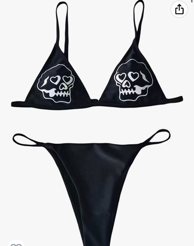 Amazon.com: Funny Bikini Sets for Women, Cheeky Graphic Punk Goth Lingerie Crop Bra Top and High Waisted Thong Brief Swimwear : Clothing, Shoes & Jewelry