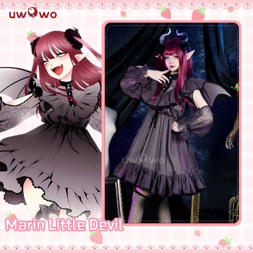 【In Stock】Uwowo Anime/Manga My Dress-Up Darling Rizu Kyun Marin Kitagawa  Little Devil Wings Dress Cosplay Costume - S
