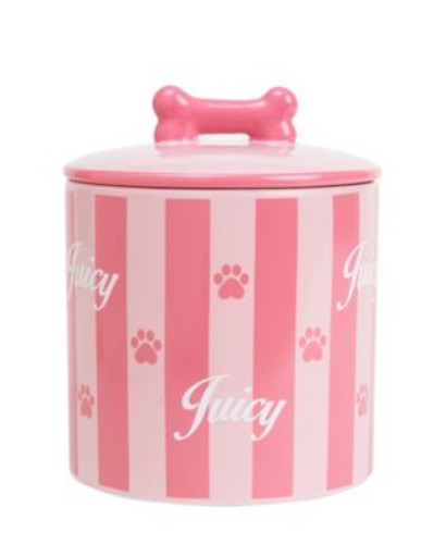 Ceramic Treat Canister Stripe Pet Treat Container Dog or Cat Treat Jar