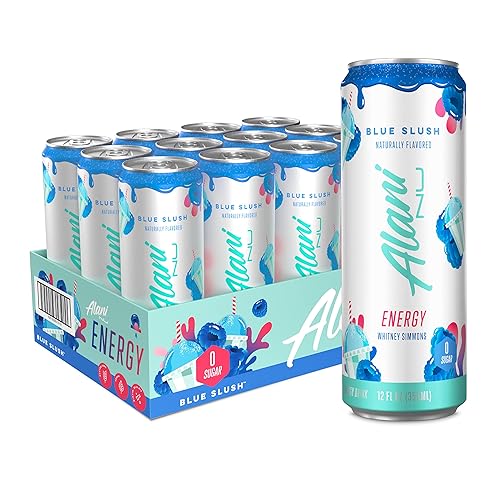 Alani Nu BLUE SLUSH Sugar Free, Low Calorie Energy Drinks | 200mg Caffeine | Biotin B Vitamins | Zero Sugar | 10 Calories | 12 Fl Oz Cans | 12 Pack - Blue Slush - 12 Fl Oz (Pack of 12)