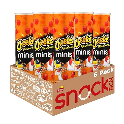 Cheetos Minis Canisters, Flamin' Hot, 3.625 Ounce (Pack of 6) - Flamin' Hot Canisters - 3.63 Ounce (Pack of 6)