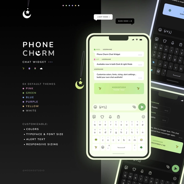 Phone Charm Chat Widget | Customizable | 6x Themes | Dark & Light Mode | Streamelements OBS Twitch Compatible