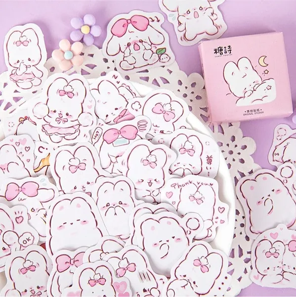 Cute Bunny Stickers - Set of 45