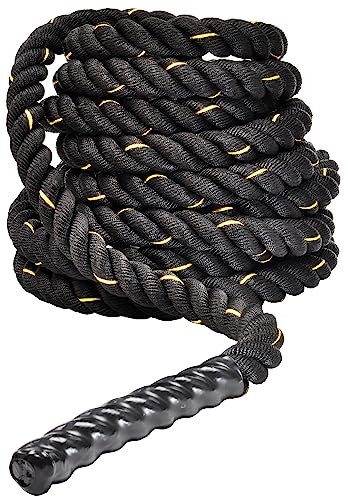Signature Fitness Battle Rope 1.5Inch 2 Inch Diameter Poly Dacron 30 FT, 40 FT, 50 FT Length, Heavy Ropes for Home Gym and Workout - 1.5-Inch, 40FT
