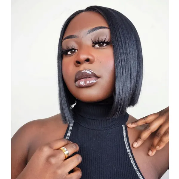 11 inch Middle Lace Part Bob Wig | Natural Black Wig | 1B