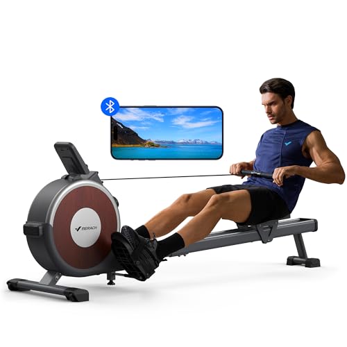 MERACH Rowing Machine, Magnetic Rower Machine for Home, 16 Levels of Quiet Resistance, Dual Slide Rail with Max 350lb Weight Capacity, App Compatible - Q1S - Magnetic