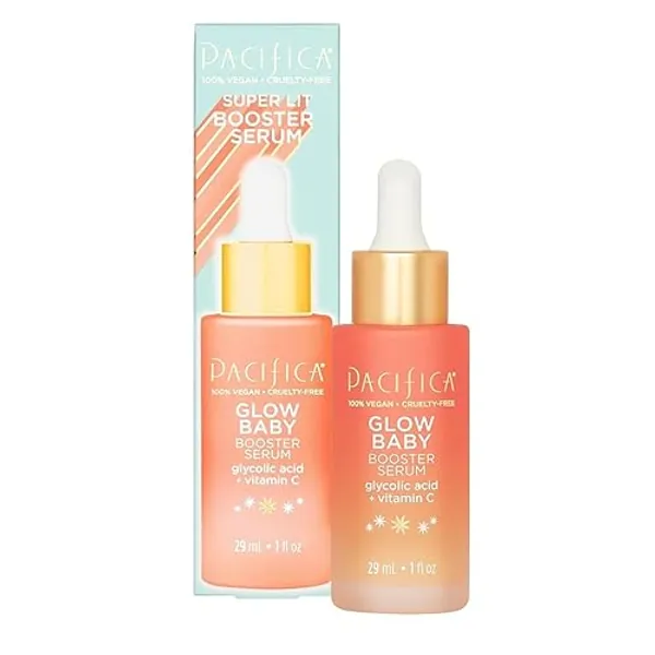 Pacifica Beauty, Glow Baby Booster Serum For Face, Vitamin C and Glycolic Acid, Brightens and Supports, For All Skin Types, Fragrance Free, Clean Skin Care, Vegan & Cruelty Free , 1 Fl Oz - Glow Baby
