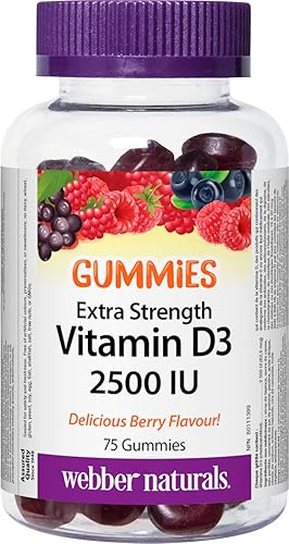 Webber Naturals Vitamin D3 2500 IU, 75 Gummies, For Healthy Bones, Teeth, and the Maintenance of Good Health - Vitamin D3