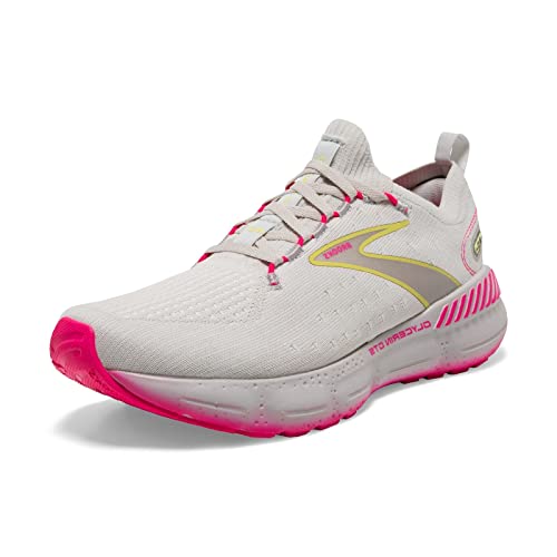 Brooks Women’s Glycerin StealthFit GTS 20 Supportive Running Shoe - 8 - Grey/Yellow/Pink
