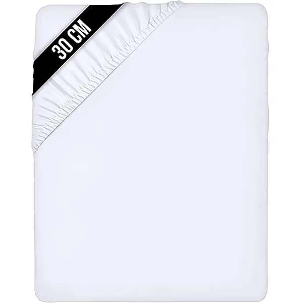 Utopia Bedding - Spannbettlaken 160x200cm Bis 30 cm - Weiß - Gebürstete Mikrofaser Spannbetttuch - Oeko Tex Standard 100