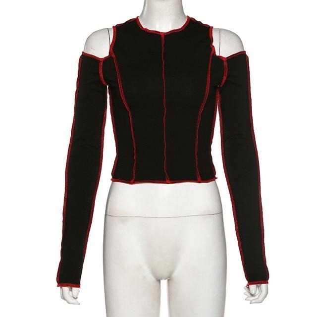 'Magnetic' Black Alt  Patchwork Top - black / S