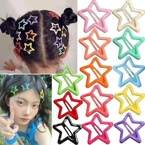 13 PCS 1.65" Star Hair Clips Snap Star Hair Accessories Non Slip Star Clips for Girls Women Multiple Colors Metal Hair Clips Star Hair Barrettes Star Hair Clips for Women Star Hair Clip - Multiple Colors 1.65"(13PCS)