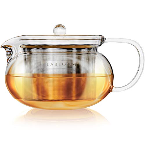 Teabloom Kyoto 2-in-1 Tea Kettle / Tea Maker – Heatproof Glass Teapot with Removable Loose Tea Filter – Tea Connoisseur's Choice - 12 OZ / 350 ML (1 CUP)