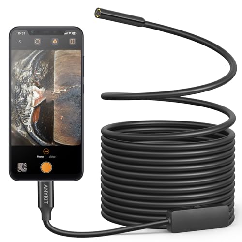 Endoscope Camera with Light, Anykit 1080P HD Borescope with 8 LED Lights, USB Endoscope with 16.5ft Semi-Rigid Snake Camera, IP67 Waterproof Inspection Camera for Phone and Tablet - 16.5ft