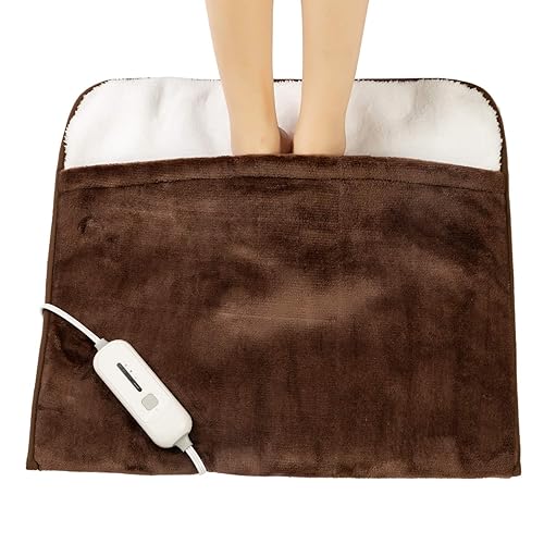 Gintao Electric Heated Foot Warmers for Men and Women,22" x 20" Foot Heating Pad Electric with Fast Warm Technology,Feet Warmer Auto Shut Off with 3 Temperature Setting, Birthday Christmas Gifts,Brown - 22" x 20"-Brown
