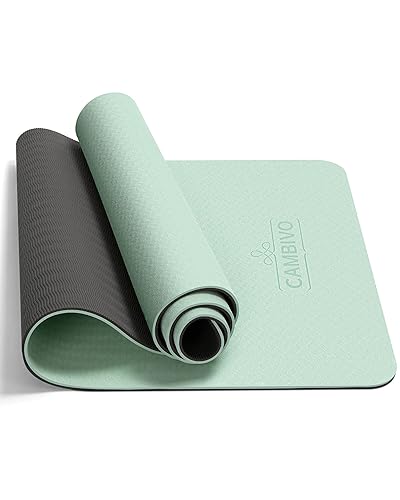 CAMBIVO Extra Thick Yoga Mat for Women Men Kids, Professional TPE Yoga Mat, Workout Mat for Home Gym, Pilates and Floor Exercises - 8mm - Mint Green