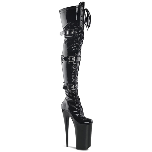 Pleaser Womens Boots BEYOND-3028 Blk Str Pat/Blk | UK 8/EU 41/US 11