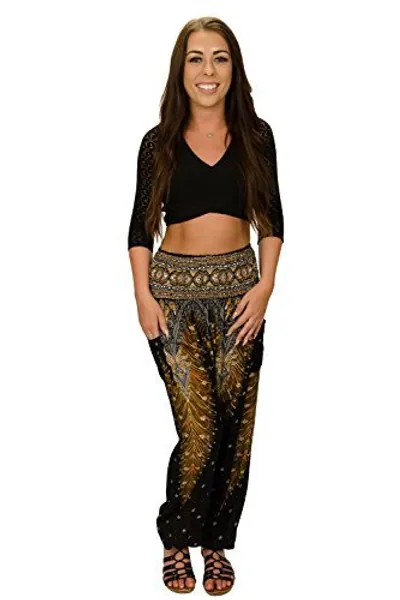 Happy Trunks Harem Pants for Women/Women’s Yoga Pants with Pockets (S-XXL) Hippie Clothes/Boho Clothes for Women/Beach Lounge