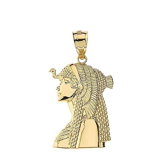 Textured 14k Yellow Gold Ancient Egyptian Queen Cleopatra Pendant