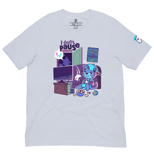 I Don't Pause Games T-Shirt (UwU / Oooh Woo! Shirt) | Blue/Grey / 2XL