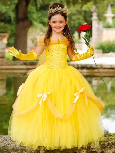 Girls Deluxe Beauty and The Beast Inspired Costume Ball Gown | 4T / Yellow
