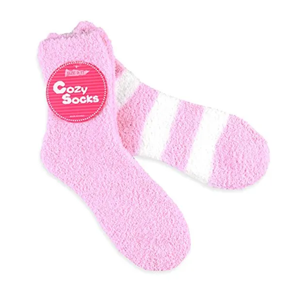 Cozy Warm Fuzzy Slipper Socks Cute Animals Holiday Christmas Santa Reindeer Multipair Adults - Medium - 2pair_pink